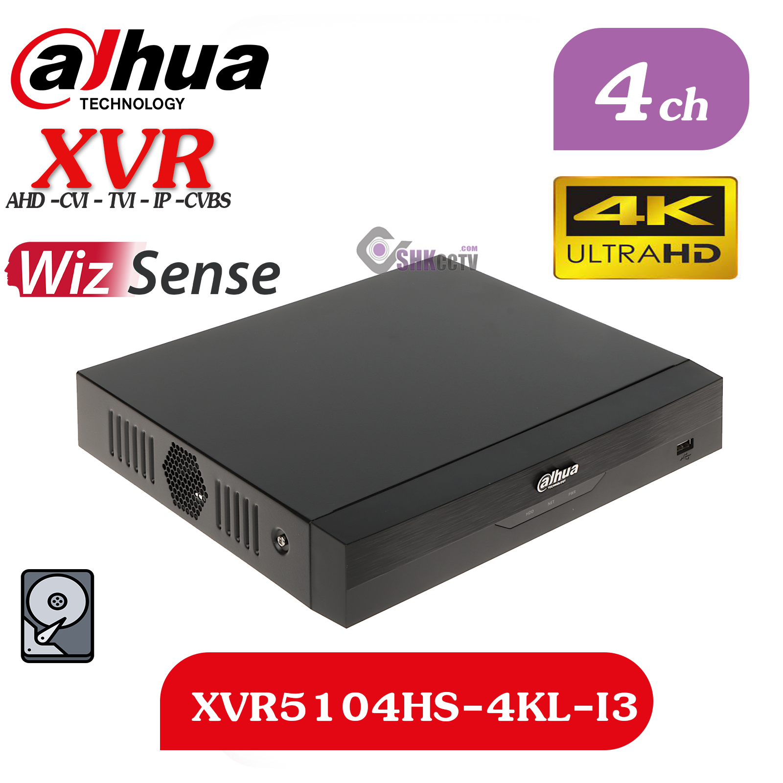 XVR5104HS-4KL-I3 دستگاه 4 کانال سری هوشمند داهوا