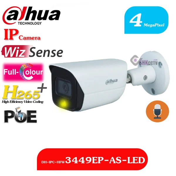 DH-IPC-HFW3449EP-AS-LED دوربین بالت 4 مگاپیکسل رنگی 30 فریم داهوا