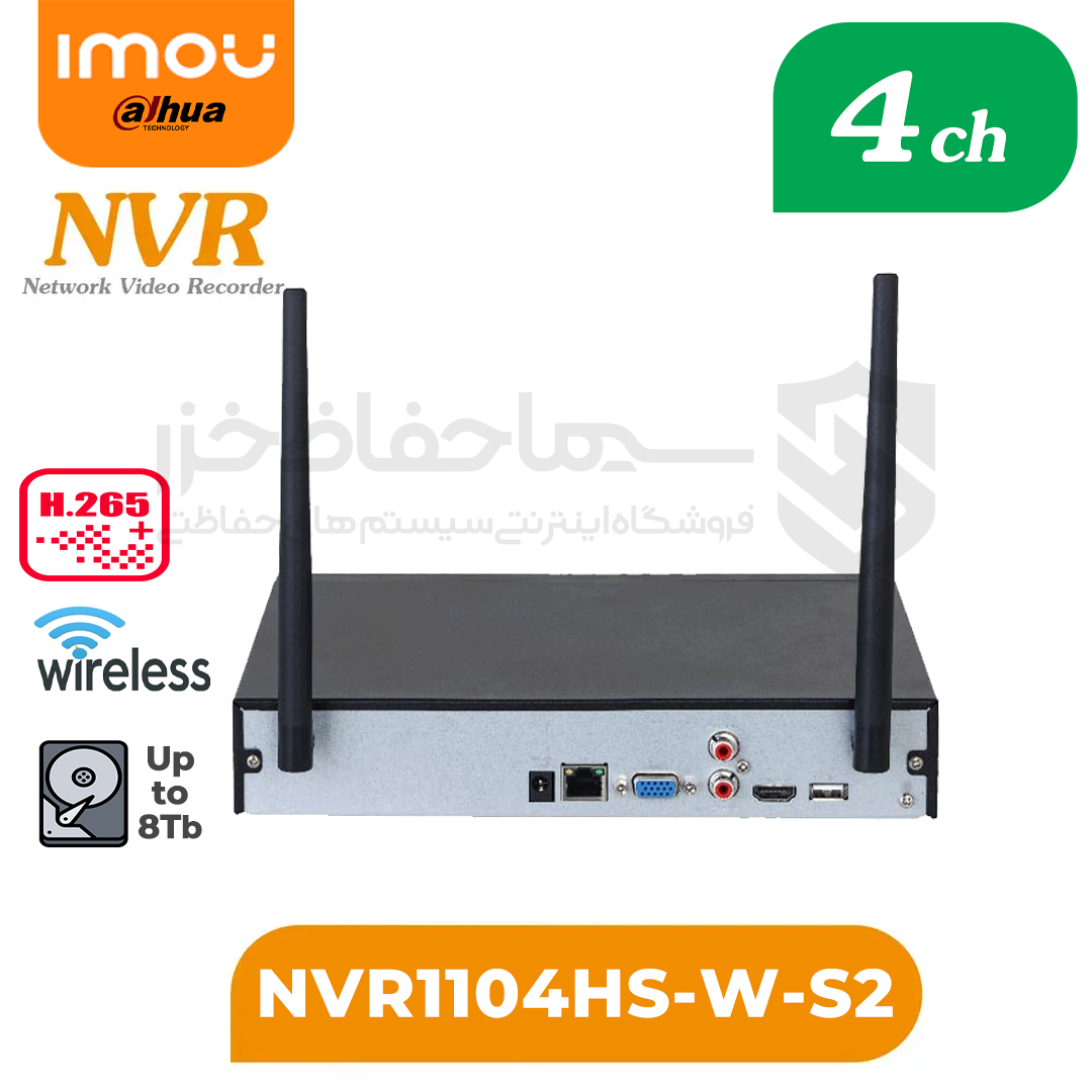 دستگاه NVR بی سیم تحت شبکه 4 کانال NVR1104HS-W-S2 برند ایمو داهوا