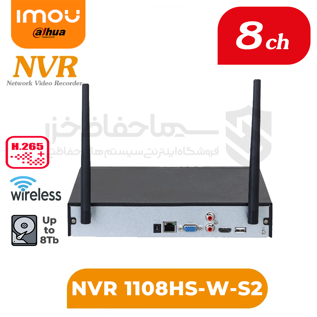 دستگاه NVR بی سیم تحت شبکه 8 کانال NVR 1108HS-W-S2 برند ایمو داهوا