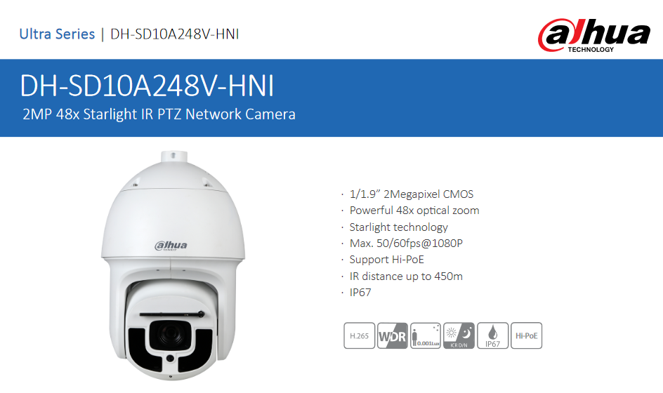 دوربین DH-SD10A248V-HNI اسپیددام 48X داهوا